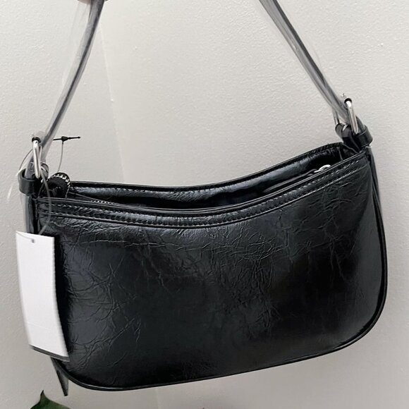 GUESS Dementri Shoulder Handbag Creased Patent Faux Leather  Purse - Picture 2 of 5